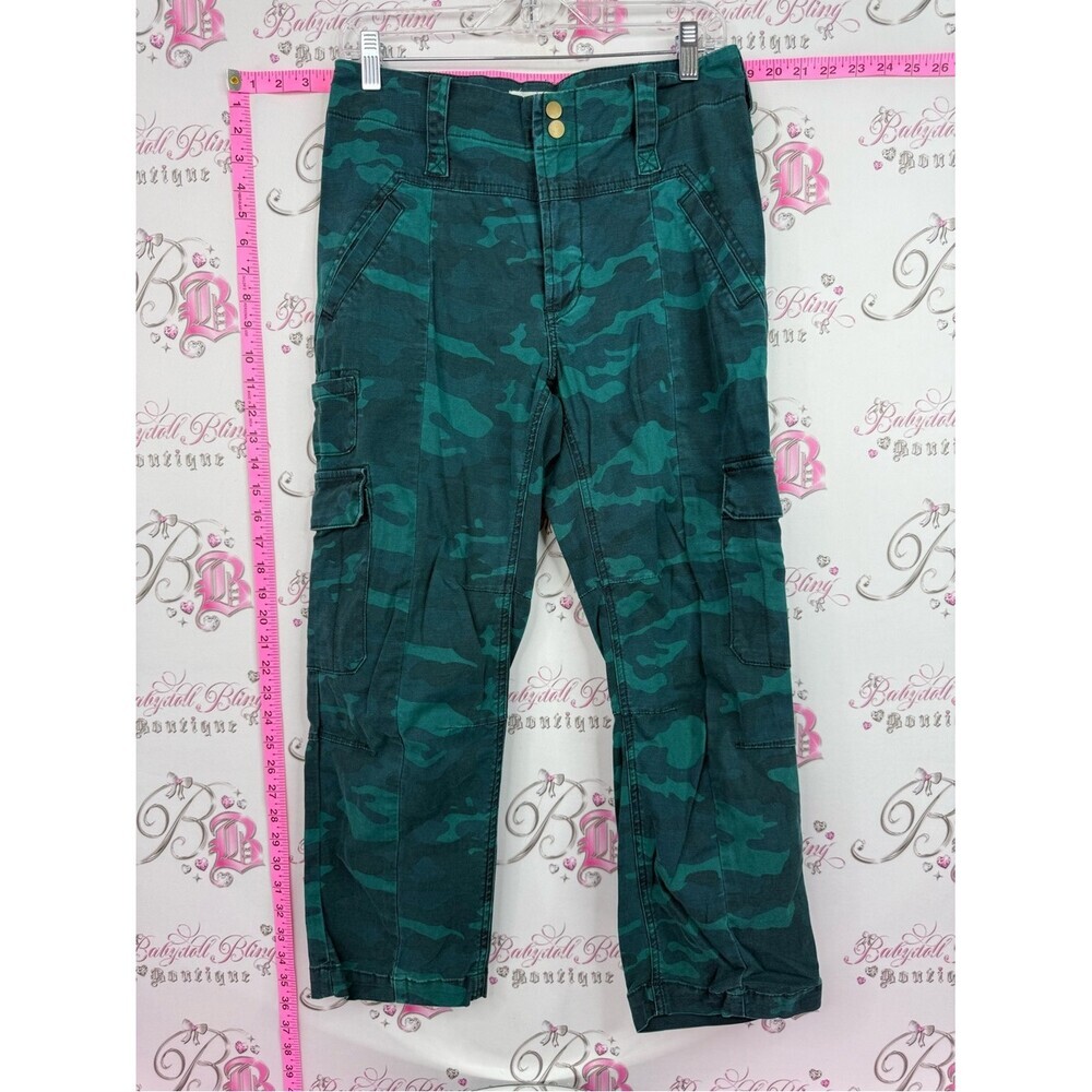 Anthropologie pants cargo pockets blue Green Camouflage Cargo Pants camo